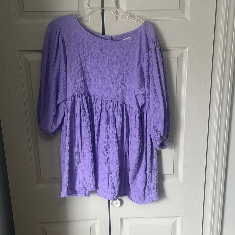 Lilac Mini Dress with Balloon Sleeves
